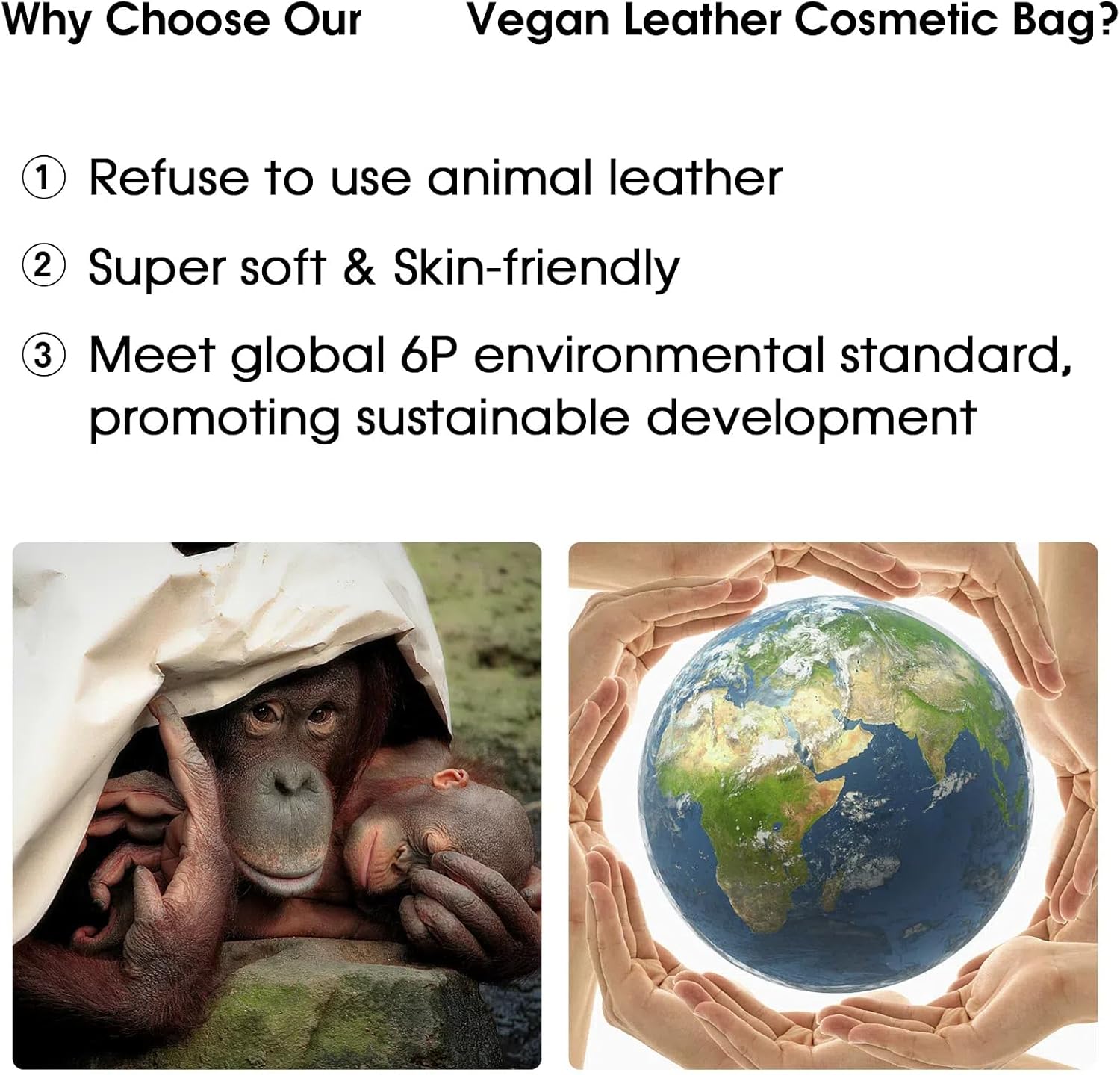 Wandering Nature Makeup Bag, Travel Make Up Organizer Cosmetic Brush Bags Case for Women in Vegan Leather, Grayish Blue(Patent Pending) ? ? ? ? ? - Image 3