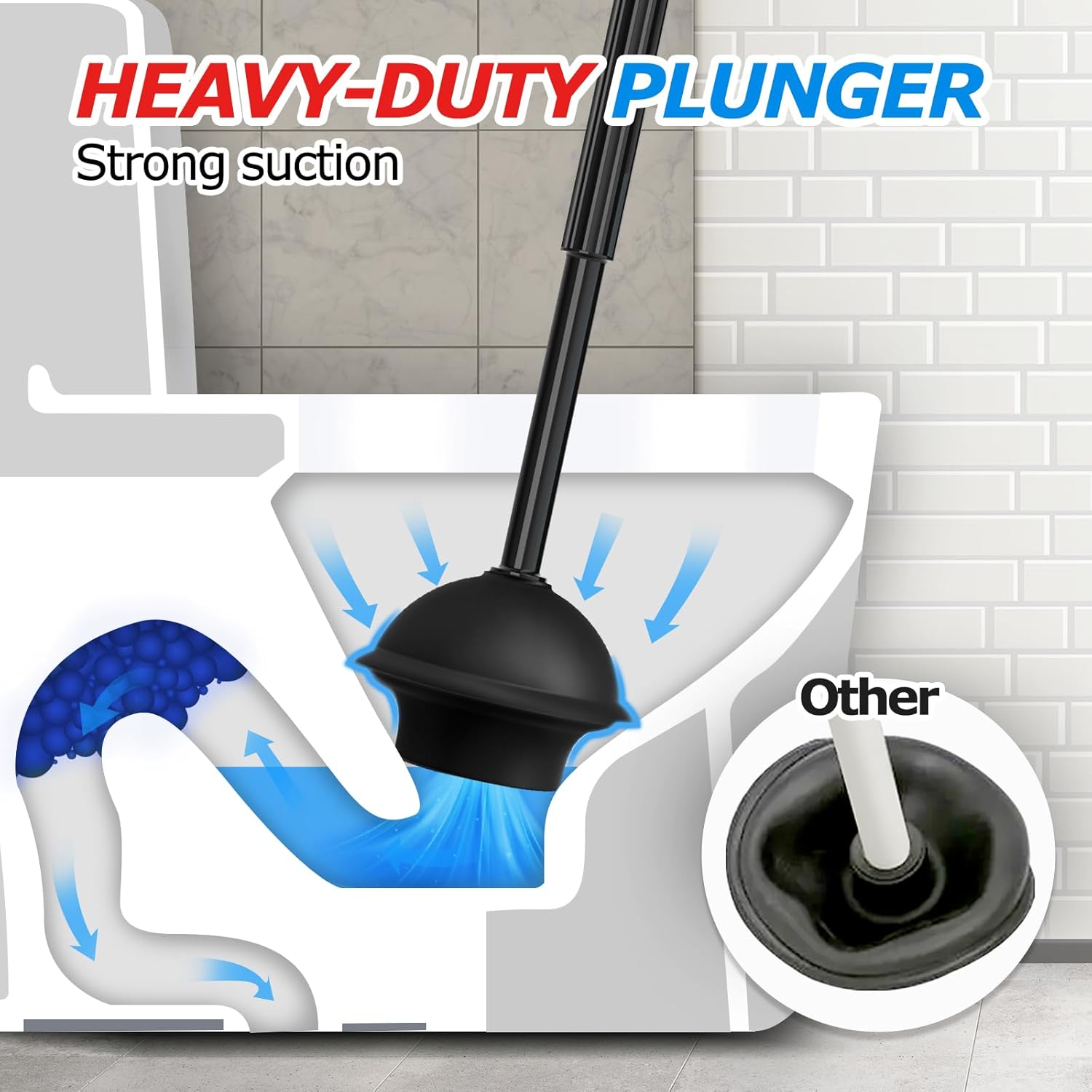 2 in 1 Toilet Plunger and Brush Set?Extended Handle Plunger?Toilet Bowl Brush Plunger Set,Bathroom Cleaning Tools ?Toilet Brush Plunger Combo?Cleaning Brush?Bathroom Cleaning Supplies ? ? ? ? ? - Image 3
