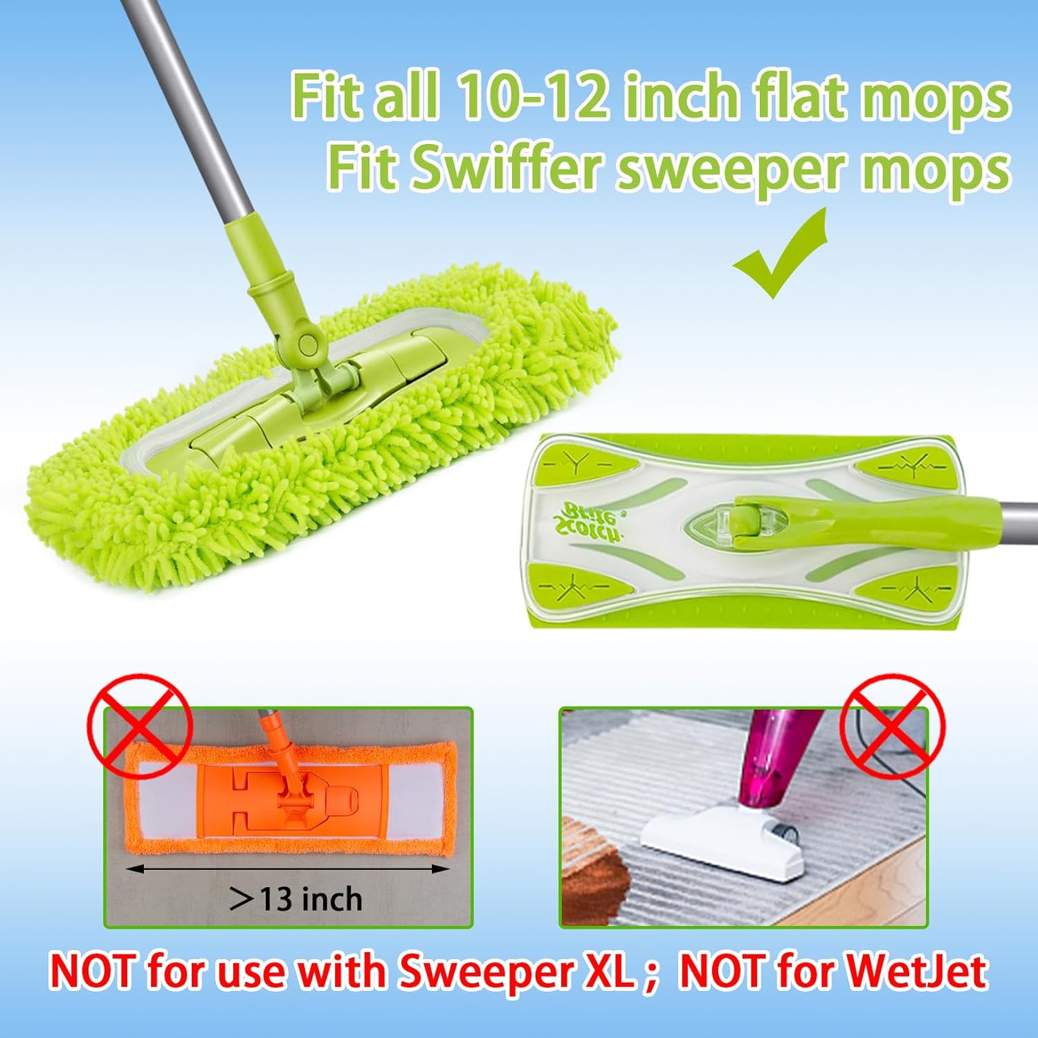 Reusable Dry Sweeping Cloths Microfiber Wet Mop Pads Compatible with Swiffer Sweeper Mop Replacement Sweeping Mopping pad Refills for Hardwood Surface Floor Cleaning (4PCS) ? ? ? ? ? - Image 5