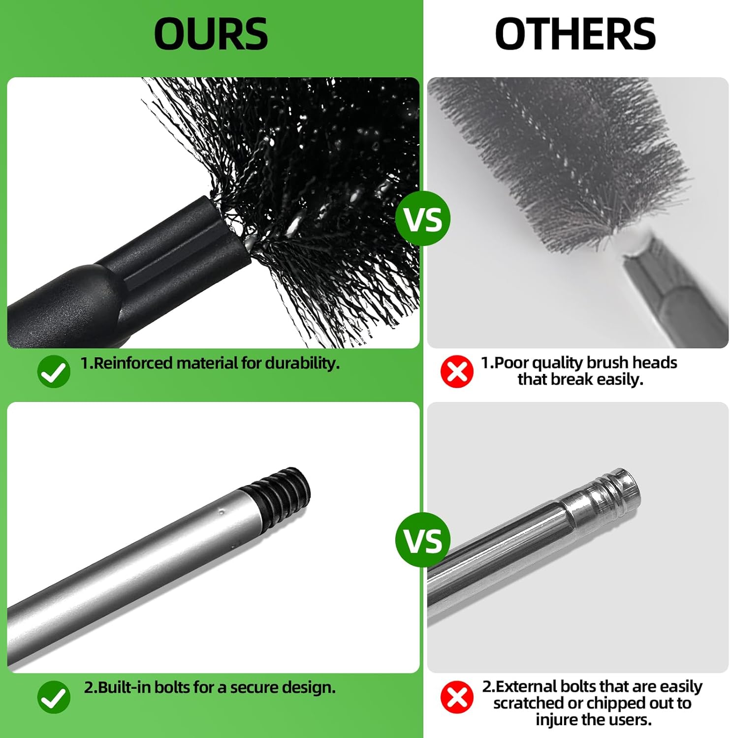 Gutter Cleaning Tools 14 ft Adjustable Gutter Cleaning Brush from The Ground Multi-Functional Extended Handle Brush Gutter Cleaner, Easily Clear roof Leaves and Debris.(with 11 Tubes & 2 Brushes) ? ? ? ? ? - Image 4