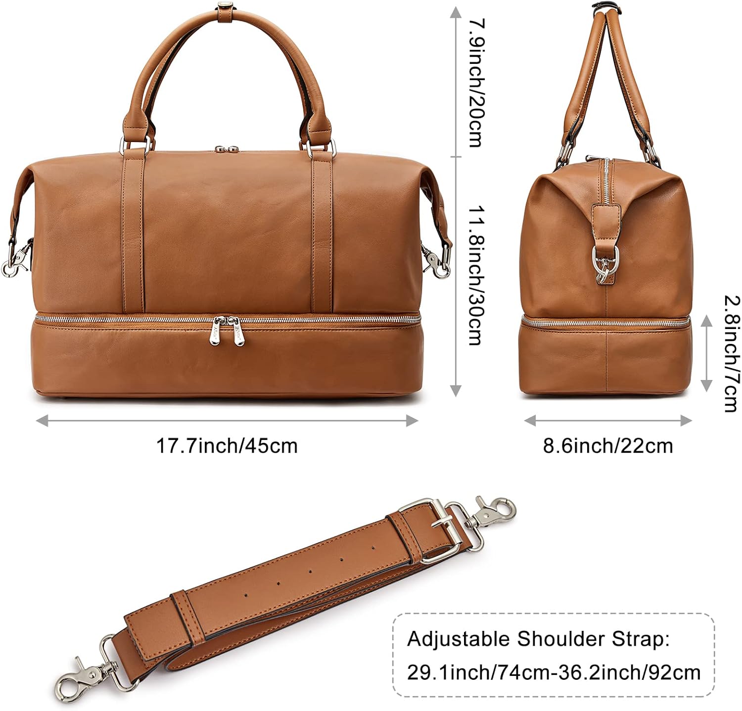 S-ZONE Weekender Bags for Women and Men Travel Duffel Bags with Shoe Compartment Overnight Carry on Duffle Tote Bag ? ? ? ? ? - Image 3
