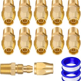 Premium Solid Brass 10PCS Reusable Replacement Fitting For 1/4-Inch ID Hose,1/4-Inch NPT Rigid (10 PCS 1/4 Inch) ?   ?  ?  ? ?