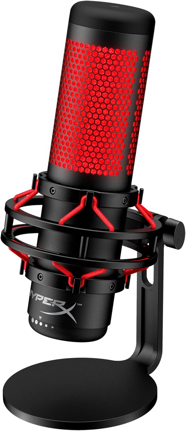 HyperX QuadCast - USB Condenser Gaming Microphone, for PC, PS4, PS5 and Mac, Anti-Vibration Shock Mount, Four Polar Patterns, Pop Filter, Gain Control, Podcasts, Twitch, YouTube, Discord, Red LED ? ? ? ? ? - Image 3