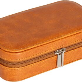 Household Essentials Vegan Leather Travel Jewelry Organizer Box, Caramel Color ?   ?   ?  ?   ?