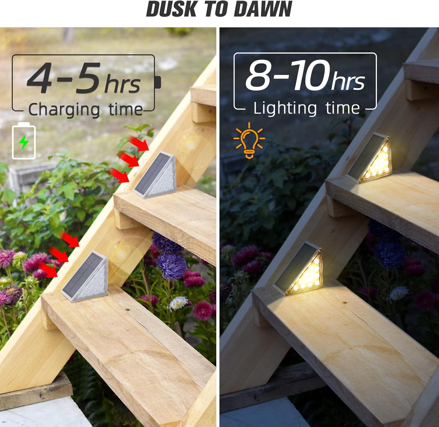 NIORSUN Solar Step Lights for Outside,6 Pack Warm White Solar Stair Lights Outdoor Waterproof IP67 Auto On Off,Outdoor Step Lights for Steps,Stair,Patio,Yard,Porch,Front Door,Sidewalk,Deck Decor ? ? ? ? ? - Image 2