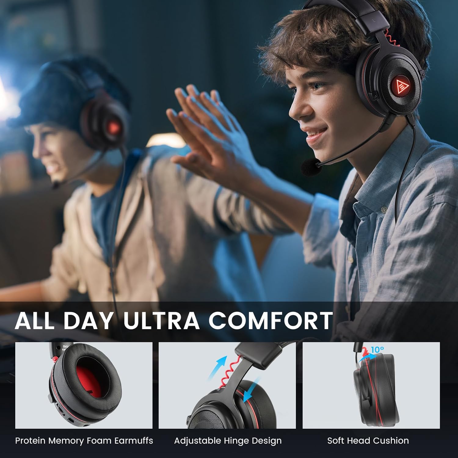EKSA E900 Pro USB Gaming Headset for PC - Computer Headset with Detachable Noise Cancelling Mic, 7.1 Surround Sound, 50MM Driver - Headphones with Microphone for PS4/PS5, Xbox One, Laptop, Office ? ? ? ? ? - Image 3