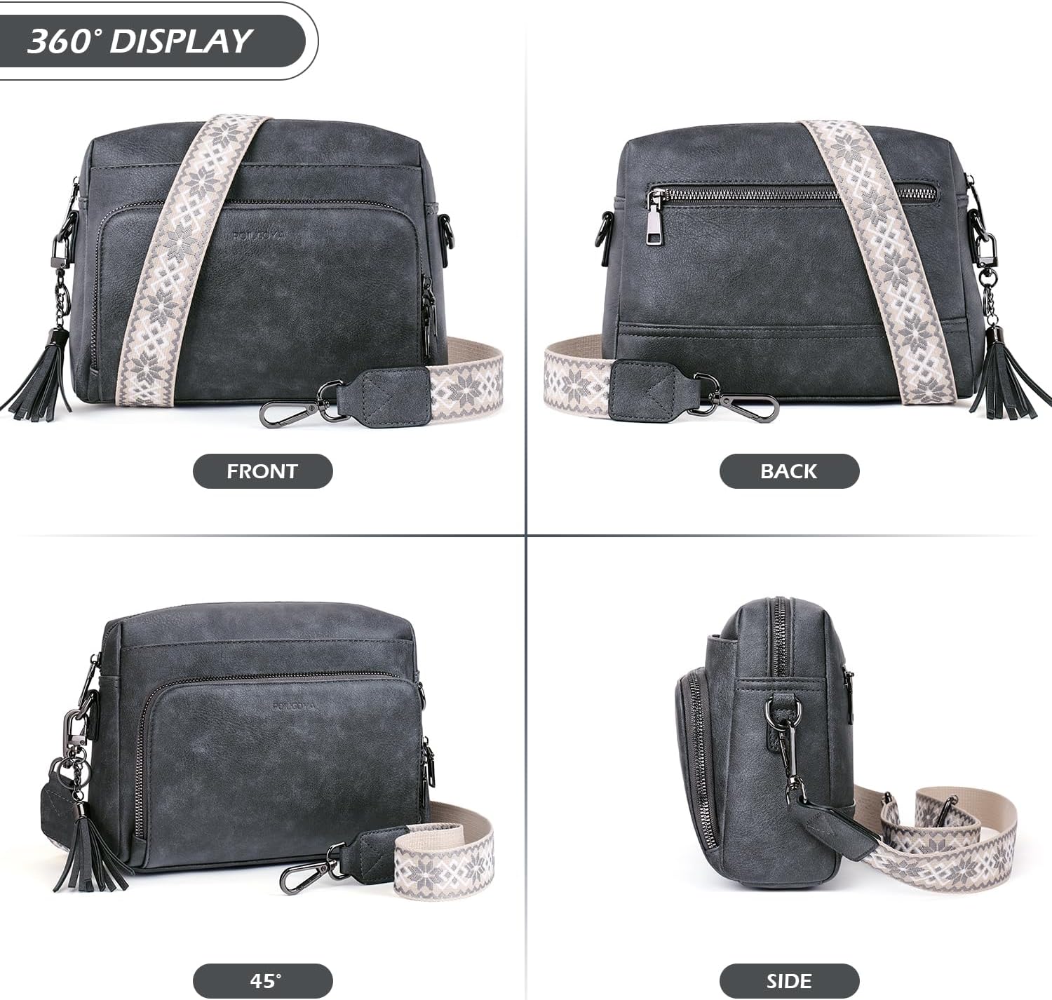 POIUGOYA Crossbody Purses for Women Trendy,Vegan Leather Medium Crossbody Bag,Women's Crossbody Travel Purse Built in Wallet ? ? ? ? ? - Image 4