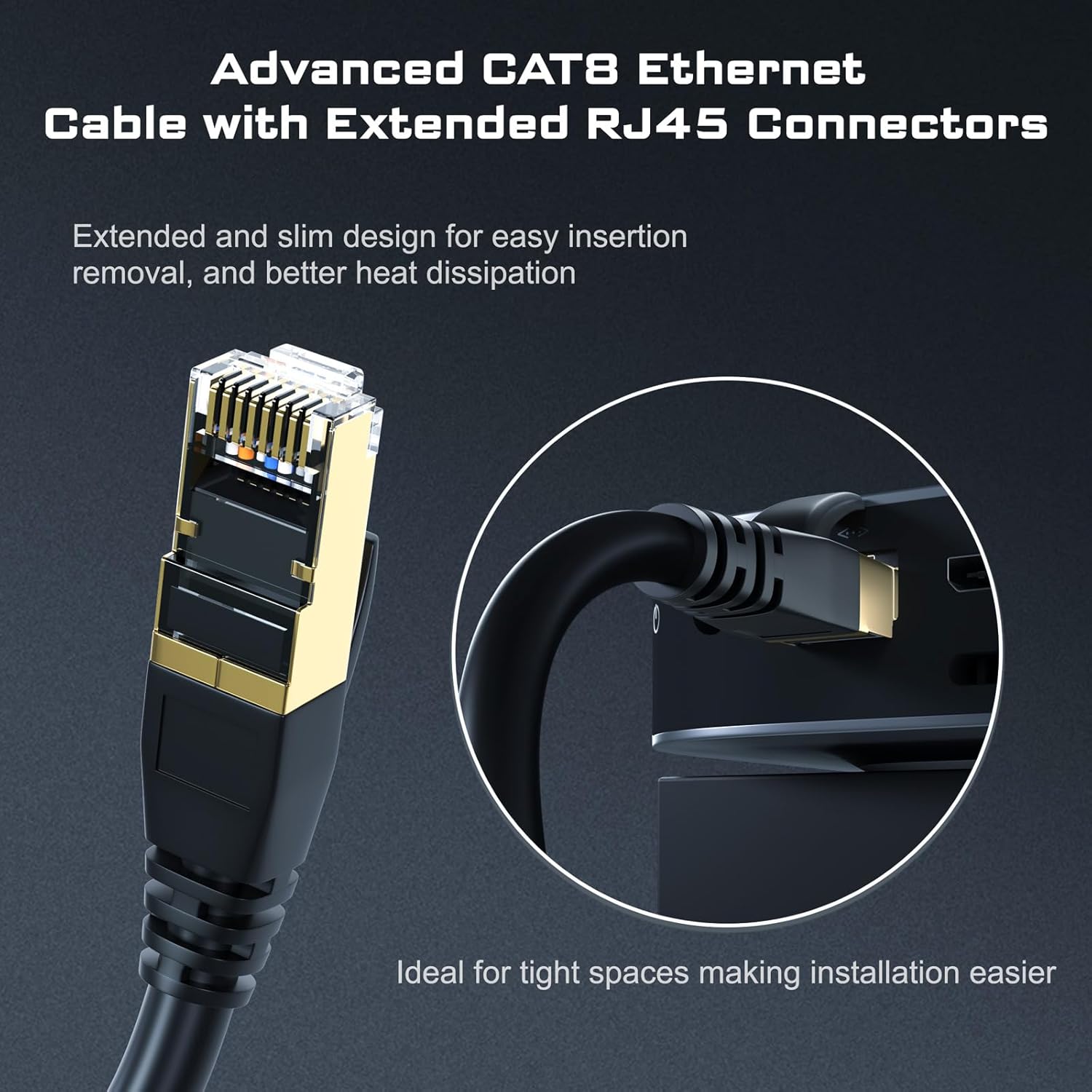 DbillionDa Cat8 Ethernet Cable, Outdoor&Indoor, 6FT Heavy Duty High Speed 26AWG, 2000Mhz with Gold Plated RJ45 Connector, Weatherproof S/FTP UV Resistant for Router, Modem, PC, Gaming ? ? ? ? ? - Image 4
