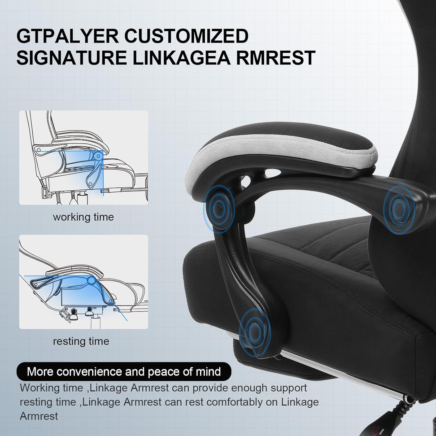 GTPLAYER Gaming Chair, Computer Office Chair with Pocket Spring Cushion, Linkage Armrests and Footrest, High Back Ergonomic Computer Chair with Lumbar Support Task Chair with Footrest ? ? ? ? ? - Image 5