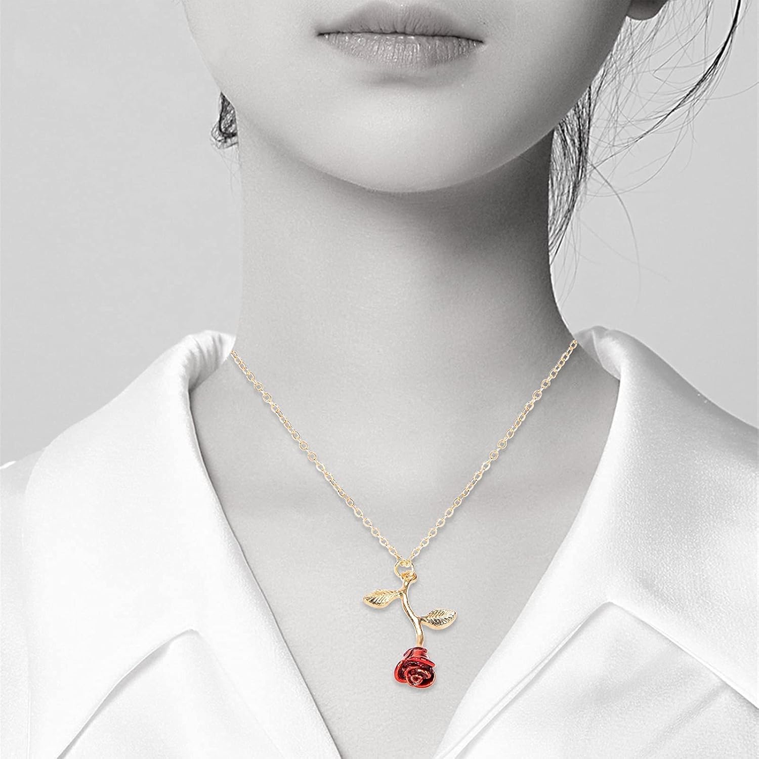 Necklaces for women, Gold Necklace For Women Rose Necklace With Pendant, Aesthetic Necklace, Preppy Jewelry, Trendy Jewelry, Cute Necklaces For Teen Girls And All Women Necklace ? - Image 2