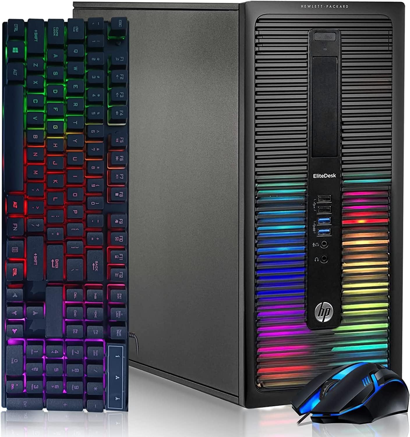 HP Gaming PC Desktop Computer - Intel Quad I7-6700 up to 4.0GHz, GeForce GTX 1660S 6G, 32GB DDR4 Memory, 128G SSD + 3TB, RGB Keyboard & Mouse, WiFi & Bluetooth 5.0, Win 10 Pro (Renewed)