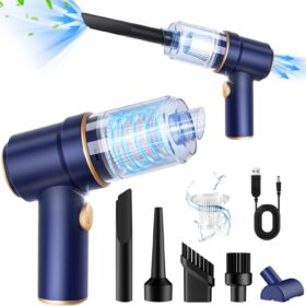 KMM Handheld Car Vacuum Cleaner, 9000Pa Vacuum Cleaner and Air Duster, 120W High Power Wet and Dry Handheld Car Vacuum Cleaner with LED Light and Multi-Nozzles for Car, Home, Office, Pet                 