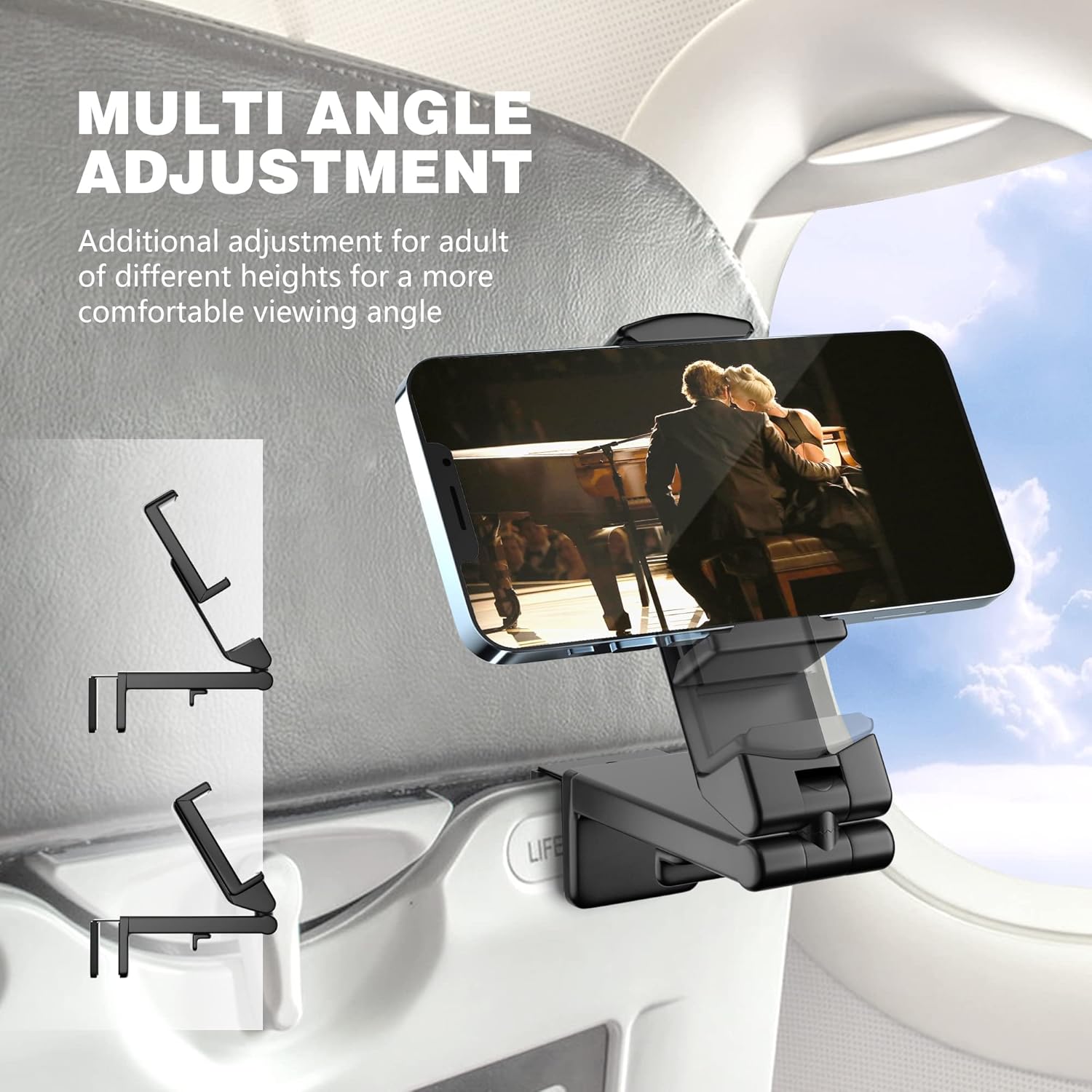 Perilogics Universal in Flight Airplane Phone Holder Mount. Hands Free Viewing with Multi-Directional Dual 360 Degree Rotation. Pocket Size Must Have Airplane Travel Essential Accessory for Flying ? ? ? ? ? - Image 2