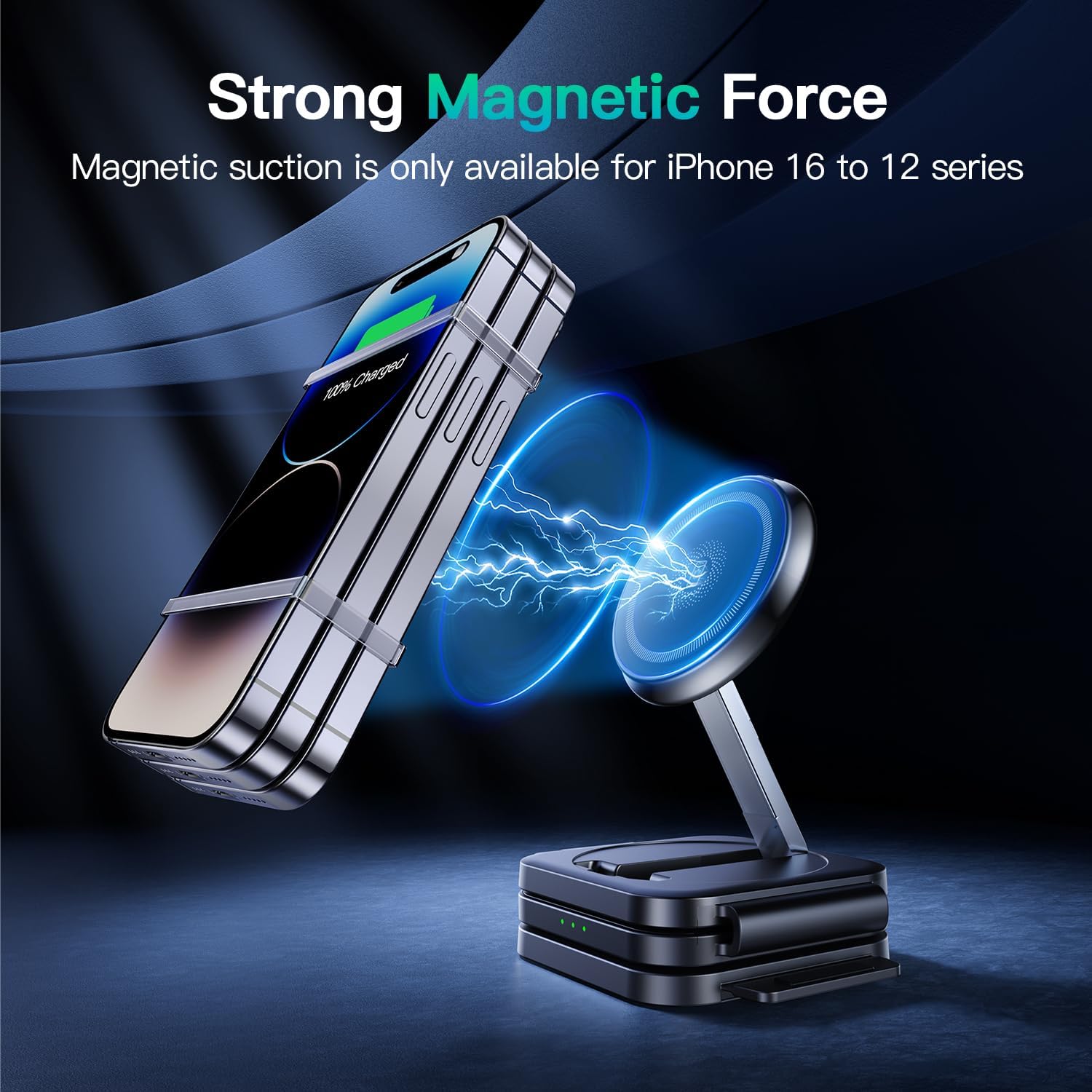 3 in 1 Charging Station for iPhone 16/15/14/13/12 Series, Travel Charger for Multiple Devices for AirPods 4/3/2/Pro,Wireless Charger Magnetic Charging for Apple Watch S10 Series(Black) ? ? ? ? ? - Image 2
