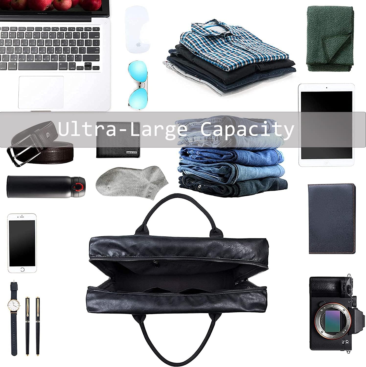 Oversized Duffle Travel Bag Waterproof Leather Weekend Bag Large Carry On Large Carry On Hangbag for Mens or Women ? ? ? ? ? - Image 2