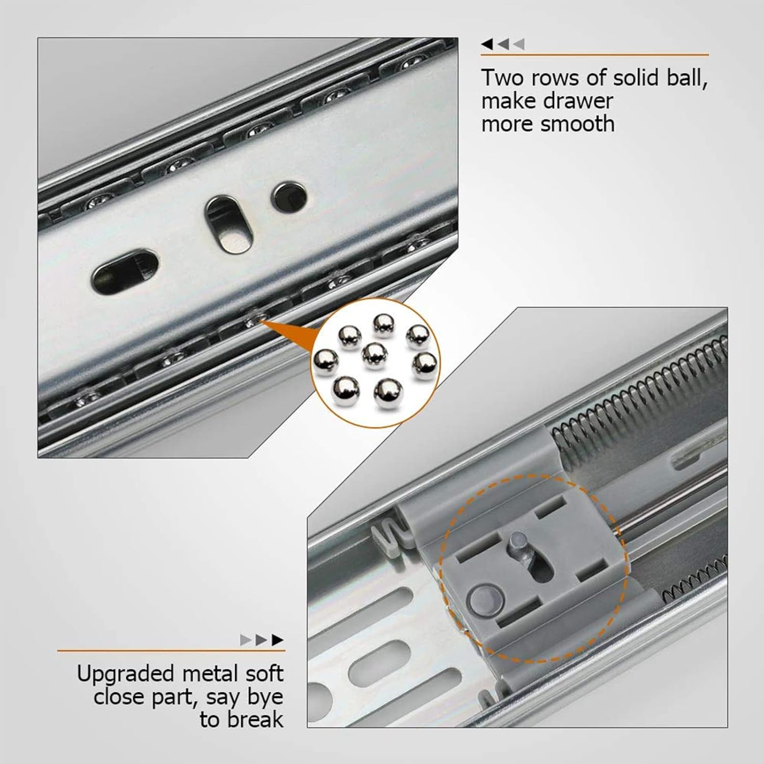 LONTAN 1 Pairs Soft-Close Drawer Slides 20 Inch Full Extension and Ball Bearing Cabinet Drawer Slides - SL4502S3-20 Heavy Duty Dresser Drawer Slides 100lb Capacity ? ? ? ? ? - Image 3
