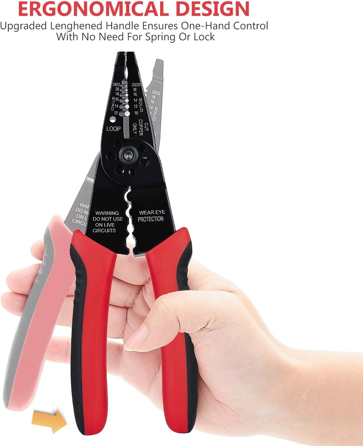 WGGE WG-015 Professional 8-inch Wire Stripper/wire crimping tool, Wire Cutter, Wire Crimper, Cable Stripper, Wiring Tools and Multi-Function Hand Tool. ? ? ? ? ? - Image 3