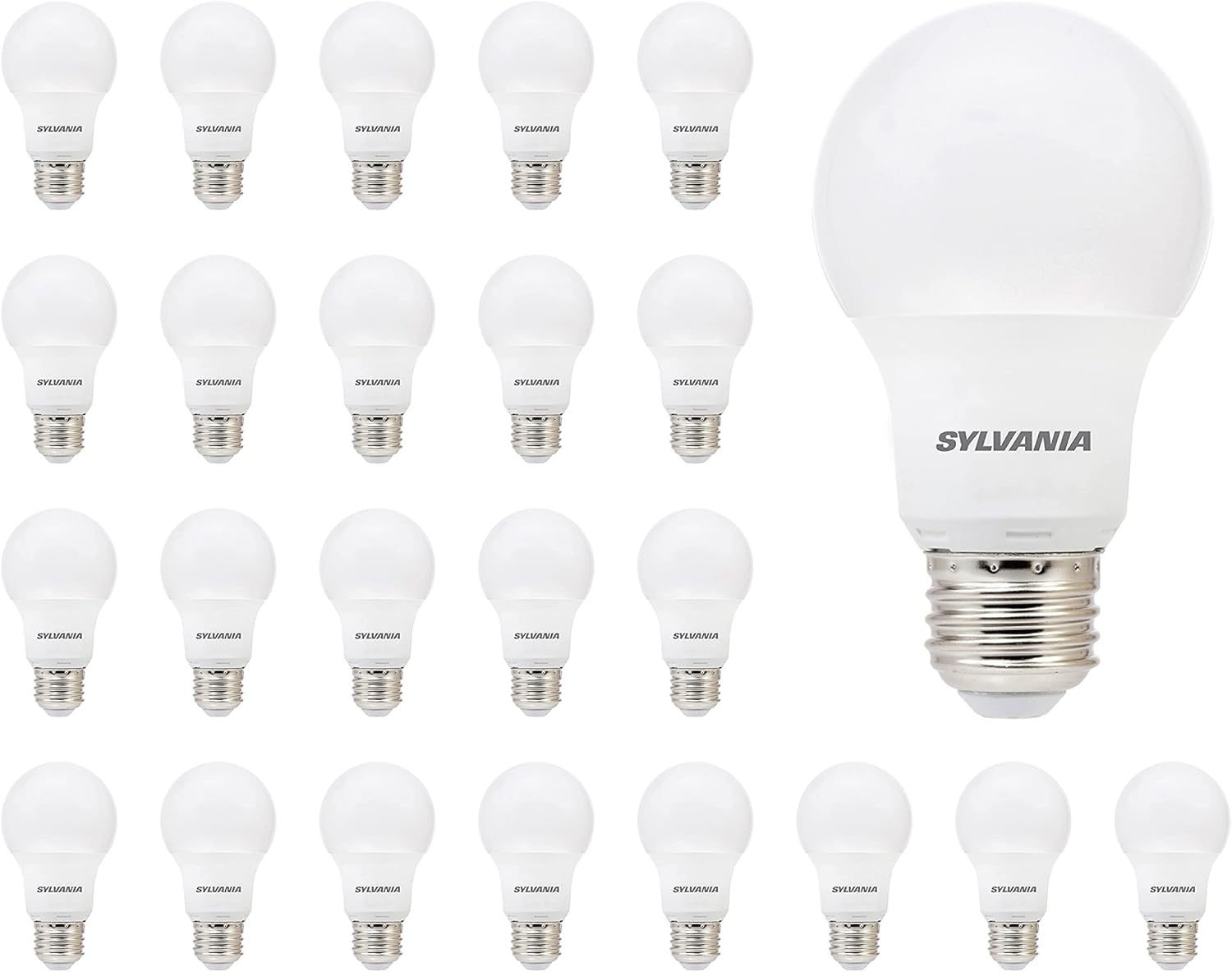 SYLVANIA LED A19 Light Bulb, 60W Equivalent, Efficient 8.5W, 10 Year, 2700K, 800 Lumens, Frosted, Soft White - 24 Pack (74765), Packaging may vary. ? ? ? ? ? - Image 2
