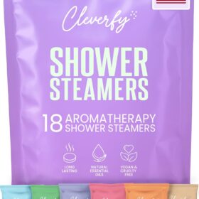 Cleverfy Shower Steamers Aromatherapy - 18 Pack of Shower Bombs with Essential Oils. Self Care Birthday Gifts for Women and Valentines Day Gifts for Her and Him. Purple Set ?   ?   ?  ?   ?