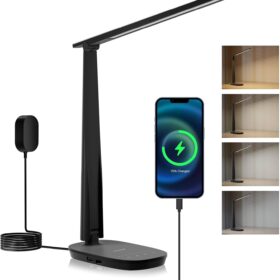Honeywell Sunturalux? LED Desk Lamp Dimmable Desk Light with USB A+C Dual Charging Port Eye-Caring Foldable Table Lamp with 4 Color Modes for Home Office Bedroom Reading Study Work HWT-H2B Black ?   ?   ?  ?   ?