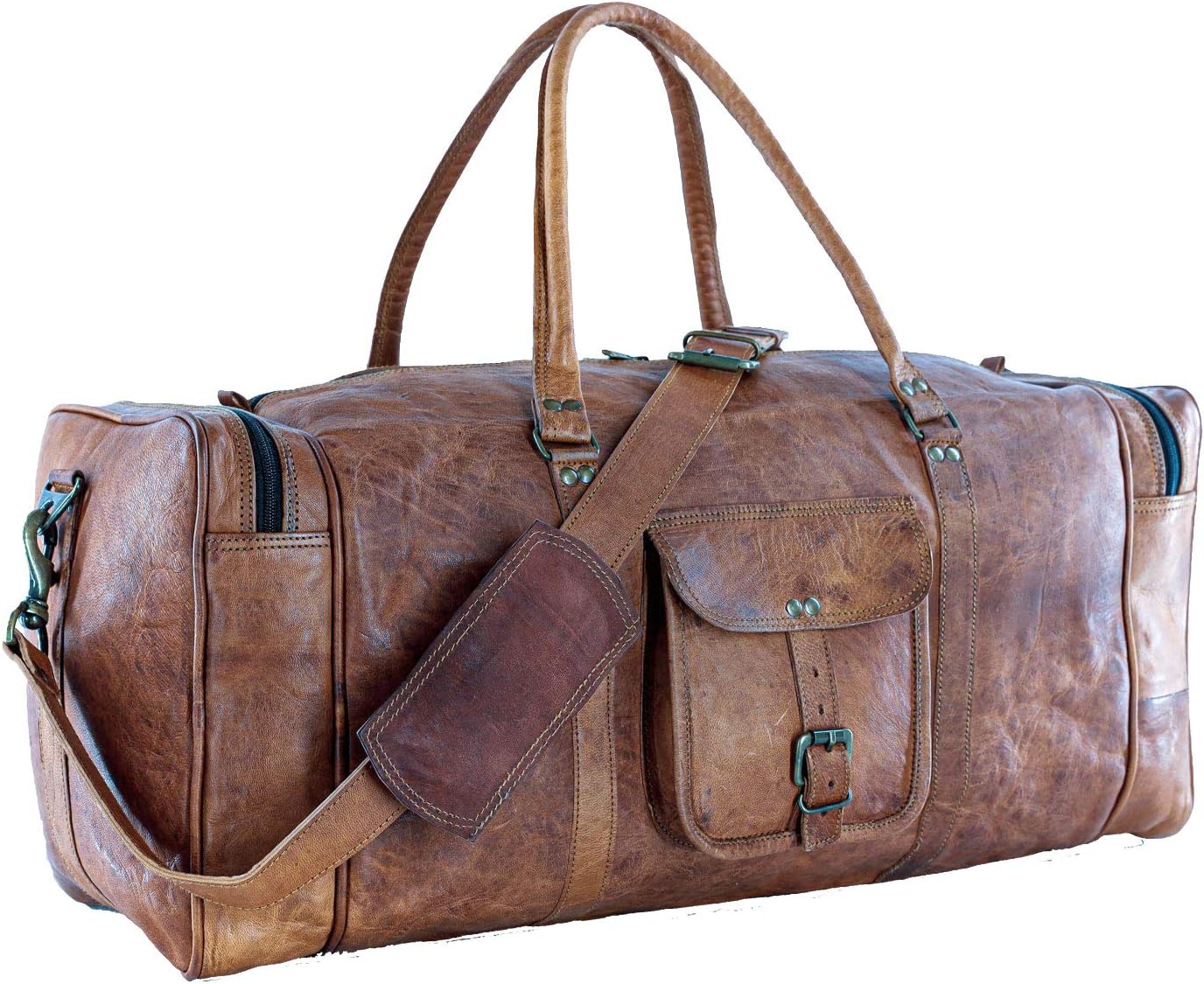 KPL 21 Inch Vintage Leather Duffel Travel Gym Sports Overnight Weekend Duffle Bags for men and women ? ? ? ? ? - Image 3