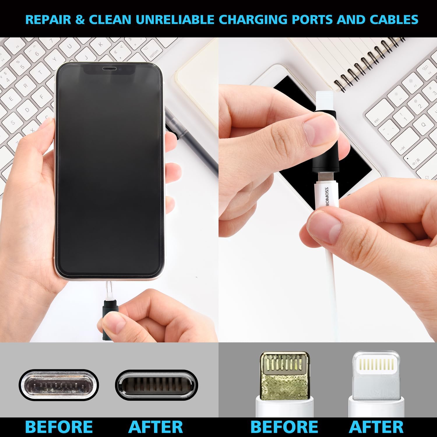 Cleaner Kit for AirPod, Multi-Tool iPhone Cleaning Kit, Cell Phone Cleaning Repair & Recovery iPhone and iPad (Type C) Charging Port, Lightning Cables, and Connectors, Easy to Store and Carry Design ? ? ? ? ? - Image 5