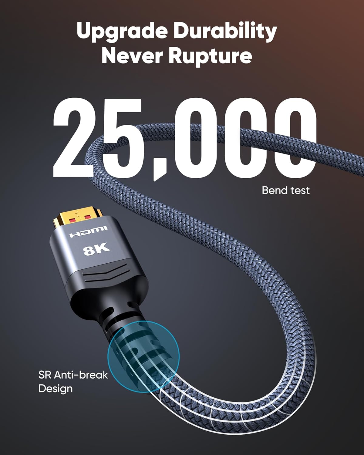 Highwings 8K@60 Long HDMI Cable 15FT, 48Gbps 2.1 High Speed Gaming HDMI Cord 4K120 144Hz RTX 3090 eARC HDCP 2.2&2.3 Compatible for PS5, SoundBar, AVR, UHD TV - Image 5