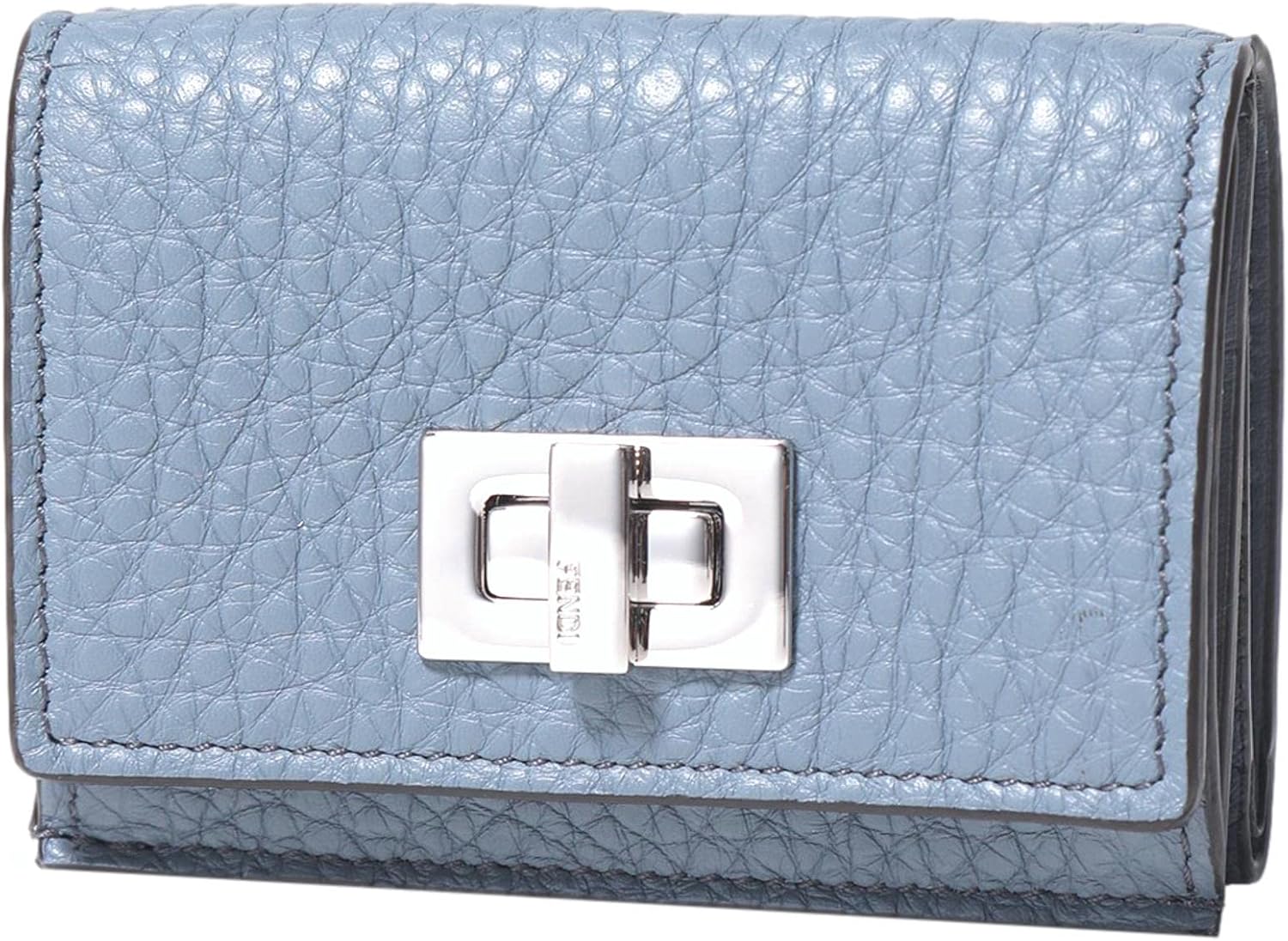 FENDI Selleria Leather Sky Blue Micro Trifold Wallet ? ? ? ? ?