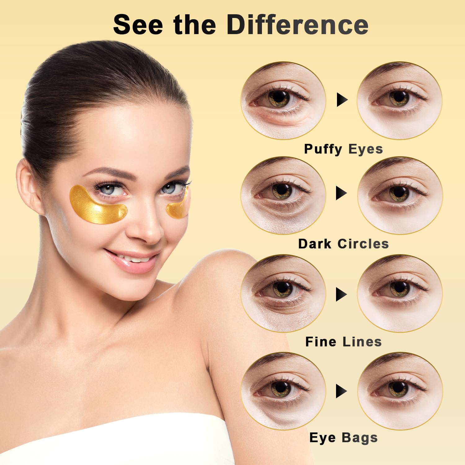 Under Eye Patches (24 Pairs) - Valentines Day Gifts for Women Her Skin Care - 24K Gold Eye Masks Enriched with Abundant Collagen for Dark Circles, Puffy Eyes, Wrinkles - Vegan & USA Tested ? ? ? ? ? - Image 6