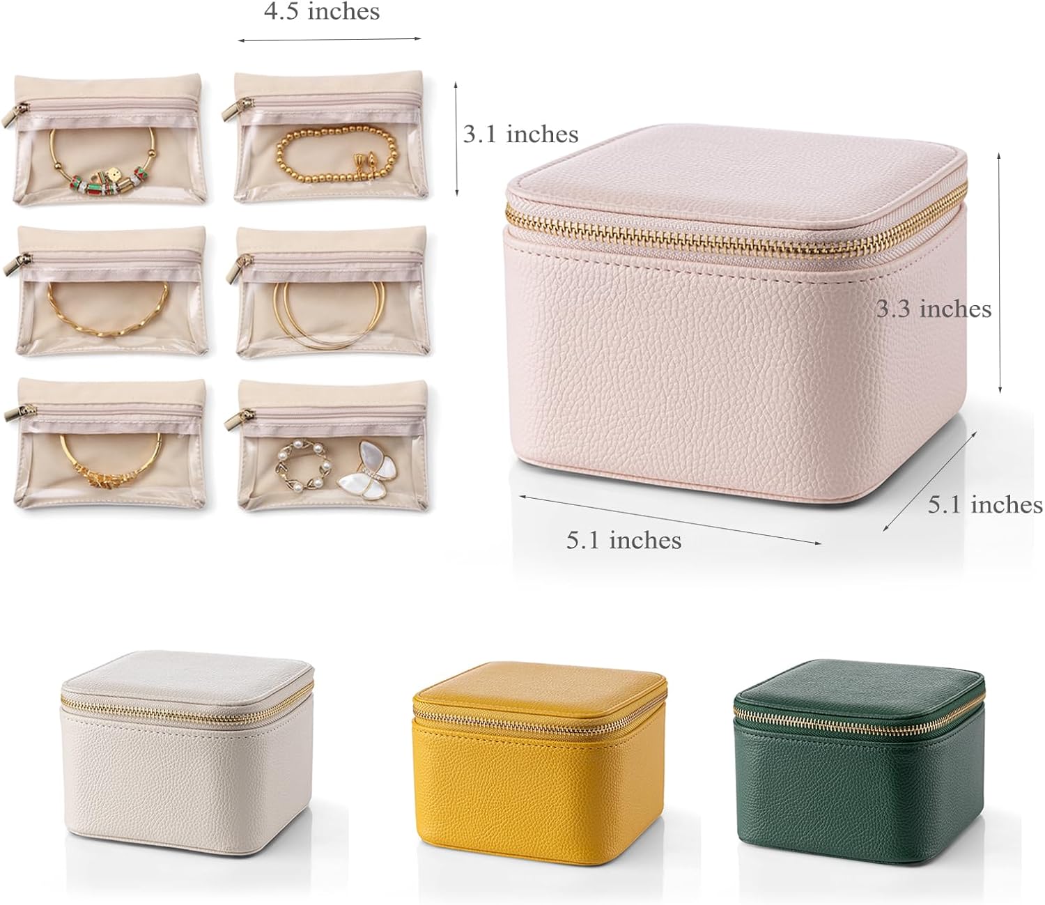 Vlando Travel Jewelry Box Organizer - 6 Small Velvet Zipped Pouches Pockets for Jewelries Necklaces Rings Earrings Sorting Storage, Rosy Mauve ? ? ? ? ? - Image 6