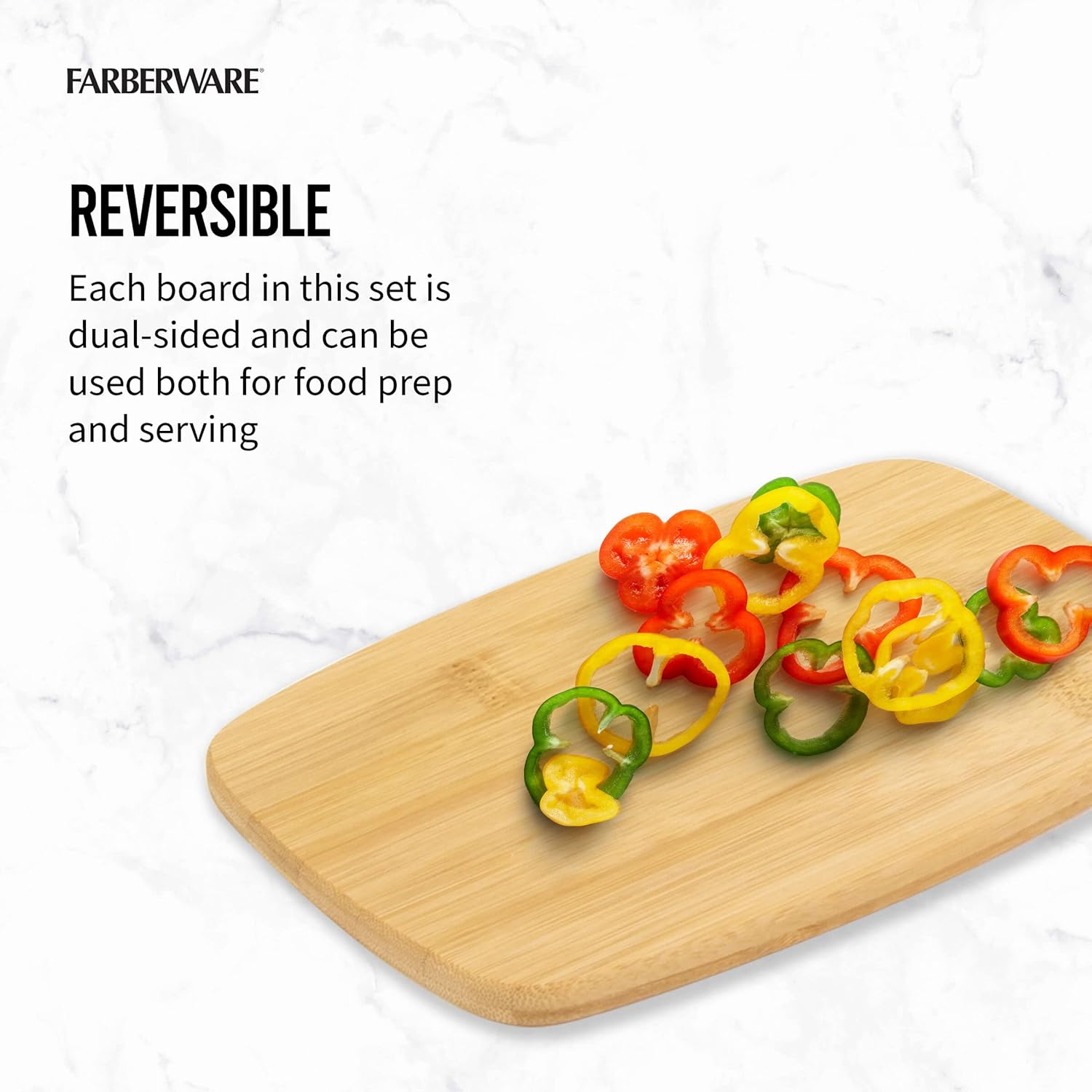 Farberware 4-Piece Reversible Bamboo Cutting And Charcuterie Board Set, Assorted Size - Image 5