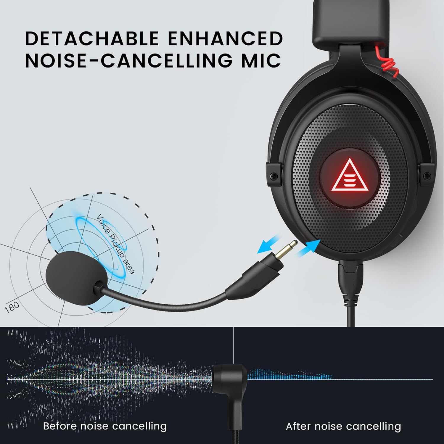 EKSA E900 Pro USB Gaming Headset for PC - Computer Headset with Detachable Noise Cancelling Mic, 7.1 Surround Sound, 50MM Driver - Headphones with Microphone for PS4/PS5, Xbox One, Laptop, Office ? ? ? ? ? - Image 5