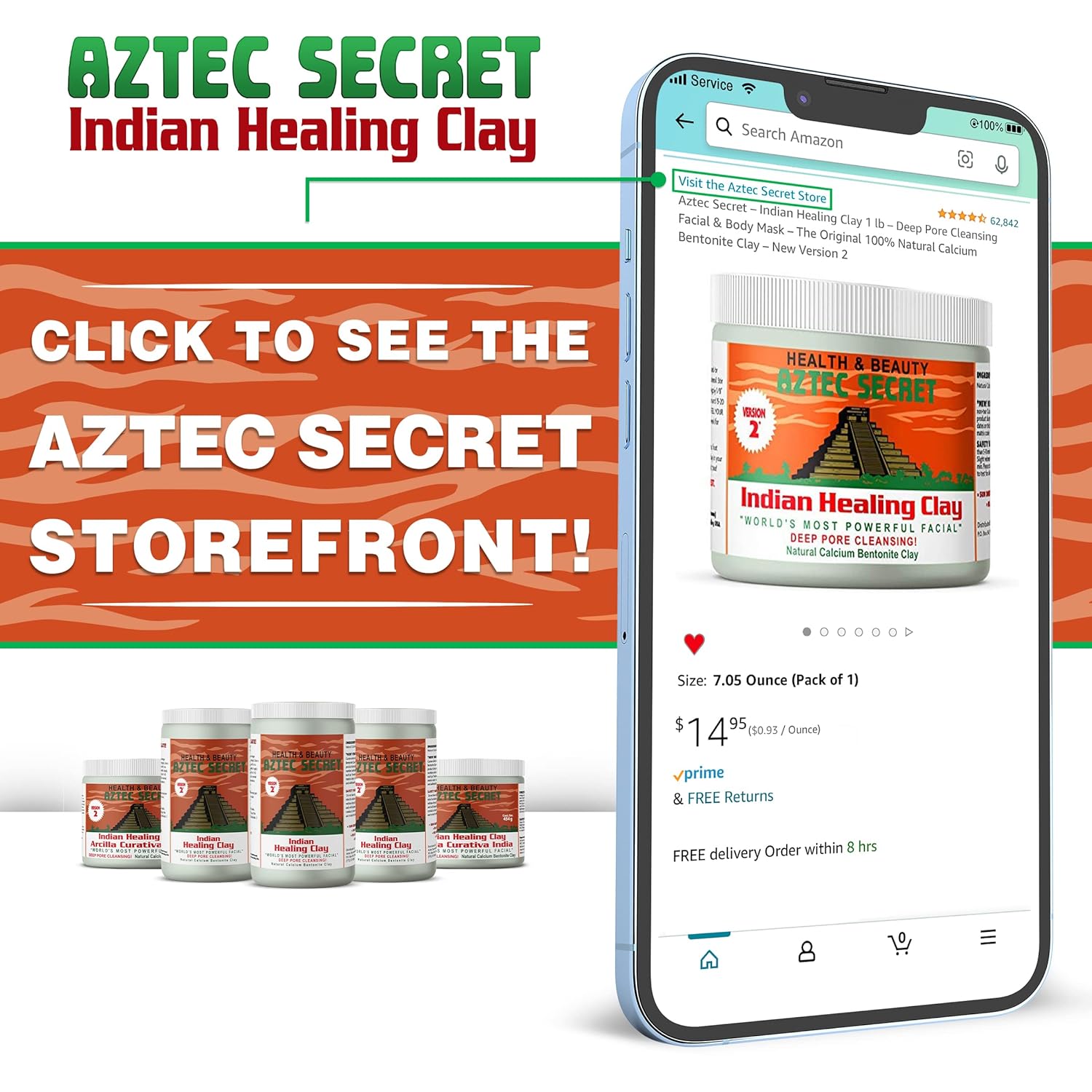 Aztec Secret? Indian Healing Clay 1 lb ? Deep Pore Cleansing Facial & Body Mask ? The Original 100% Natural Calcium Bentonite Clay ? New Version 2 ? ? ? ? ? - Image 6