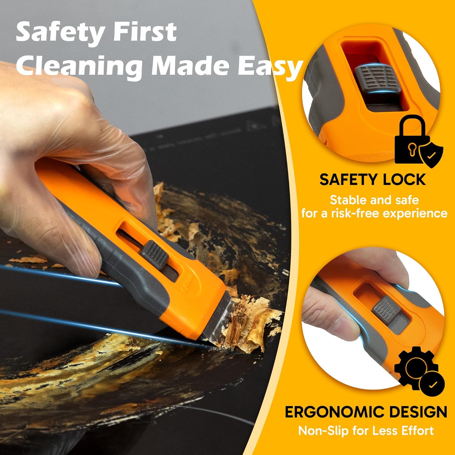 Razor Blade Scraper Tool with 15pcs Extra Blades, Cleaning Razor Scraper for Glass, Glass Top Stove Scraper for Oven Door, Cooktop Scraper, Glass Scraper Cleaning Paint from Glass - Image 2