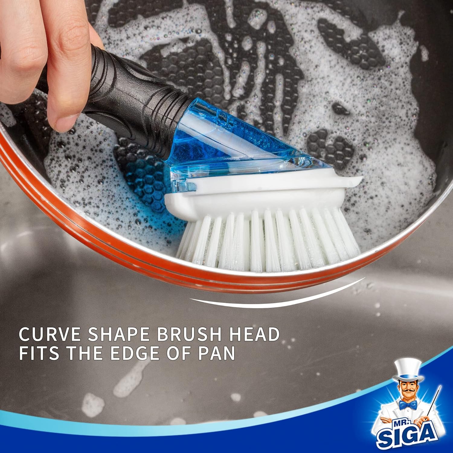 MR.SIGA Soap Dispensing Dish Brush Storage Set, Kitchen Brush with Holder for Pot Pan Sink Cleaning ? ? ? ? ? - Image 5