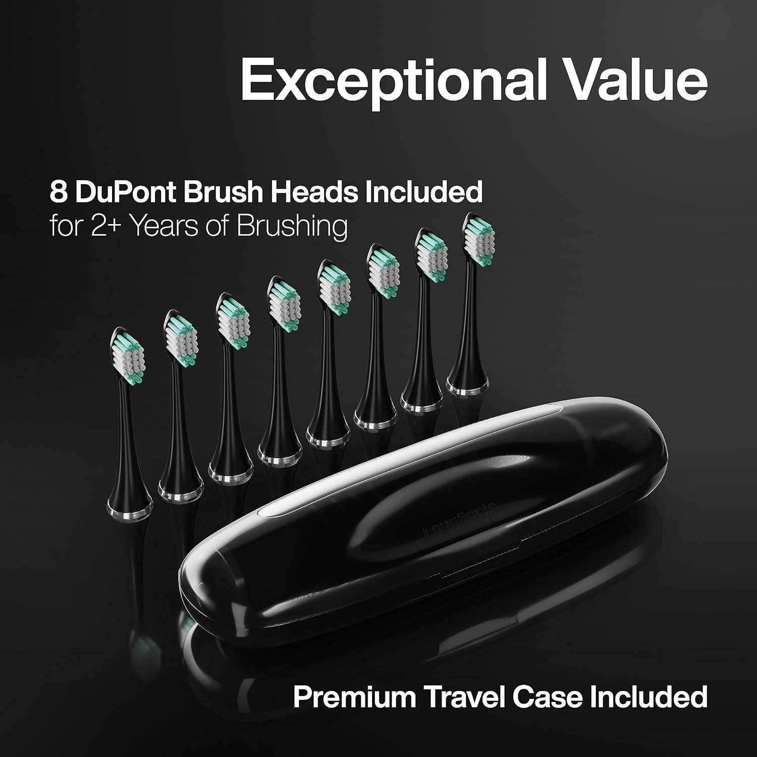 Aquasonic Black Series Ultra Whitening Toothbrush ? ADA Accepted Electric Toothbrush- 8 Brush Heads & Travel Case ? 40,000 VPM Electric Motor & Wireless Charging - 4 Modes w Smart Timer ? ? ? ? ? - Image 5