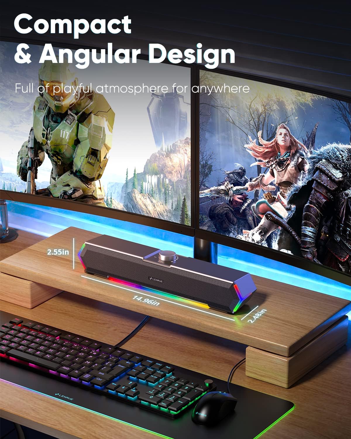 LENRUE G11 Computer Speakers for Desktop, Touch Lights PC Speakers with Surge Clear Sound, USB C/USB Powered for Computer Desktop PC Laptop Monitor ? ? ? ? ? - Image 4