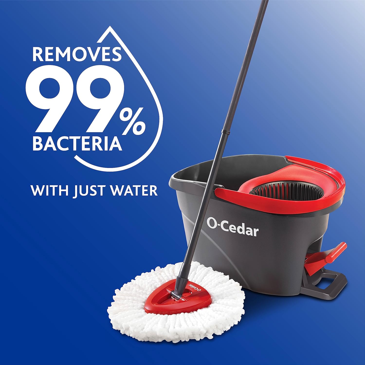O-Cedar EasyWring Microfiber Spin Mop, Bucket Floor Cleaning System, Red, Gray, Standard - Image 2