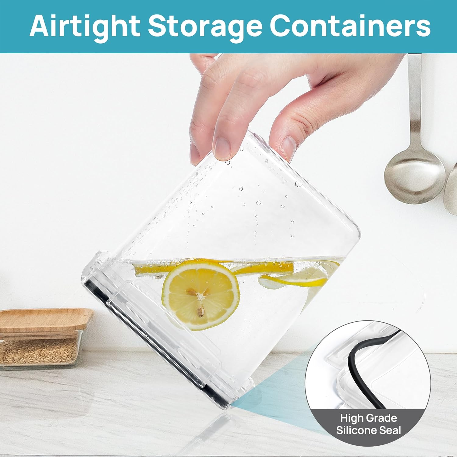 Vtopmart Airtight Food Storage Containers Set with Lids, 15pcs BPA Free Plastic Dry Food Canisters for Kitchen Pantry Organization and Storage, Dishwasher safe,Include 24 Labels, Black ? ? ? ? ? - Image 3