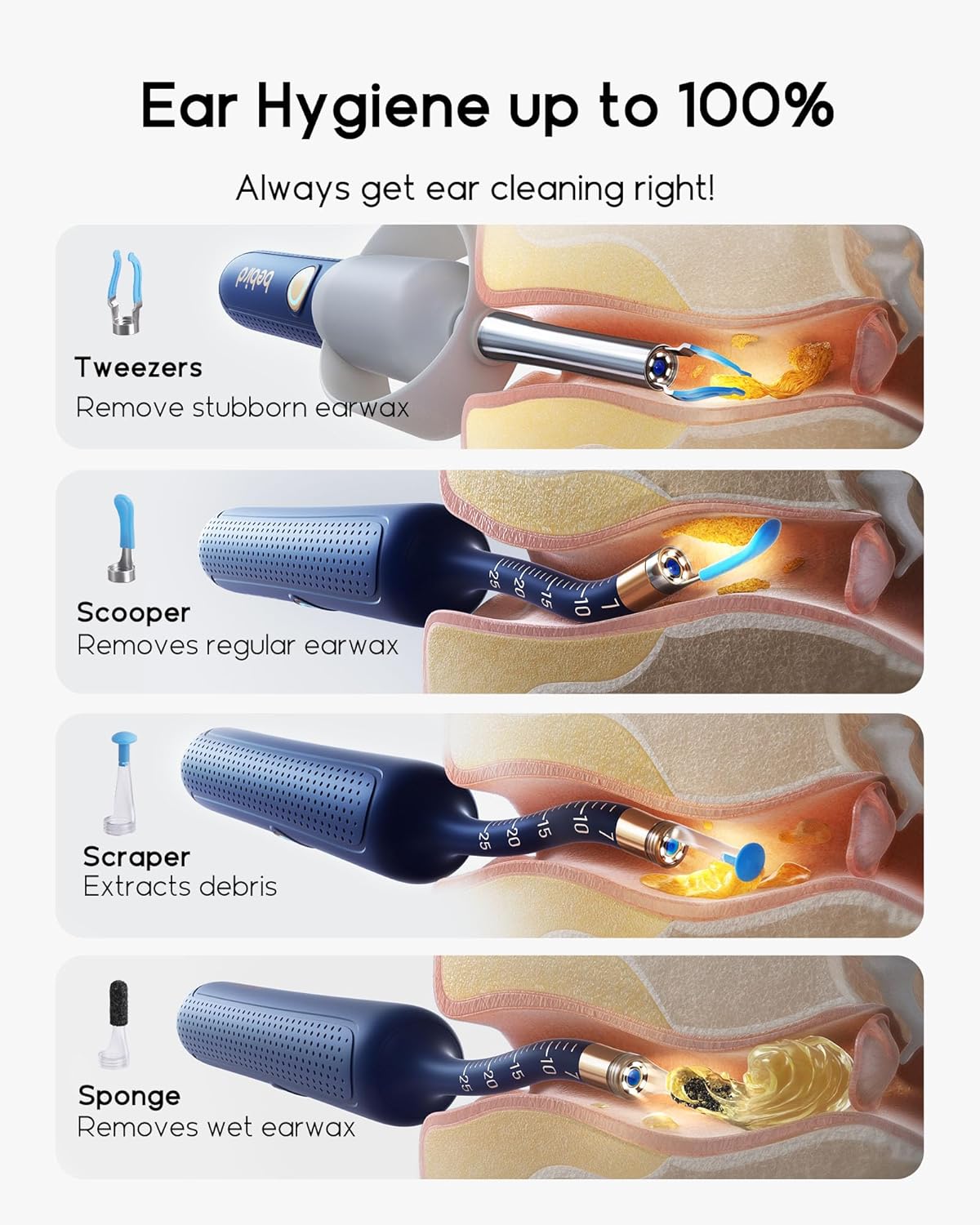 Bebird Earsight Plus Ear Cleaning Camera Wax Removal Tool kit, Flexible Ear Scope Otoscope Camera Light, Visual Ear Picker Wireless Earwax Remover Tweezers for Adults & Kids ? ? ? ? ? - Image 5