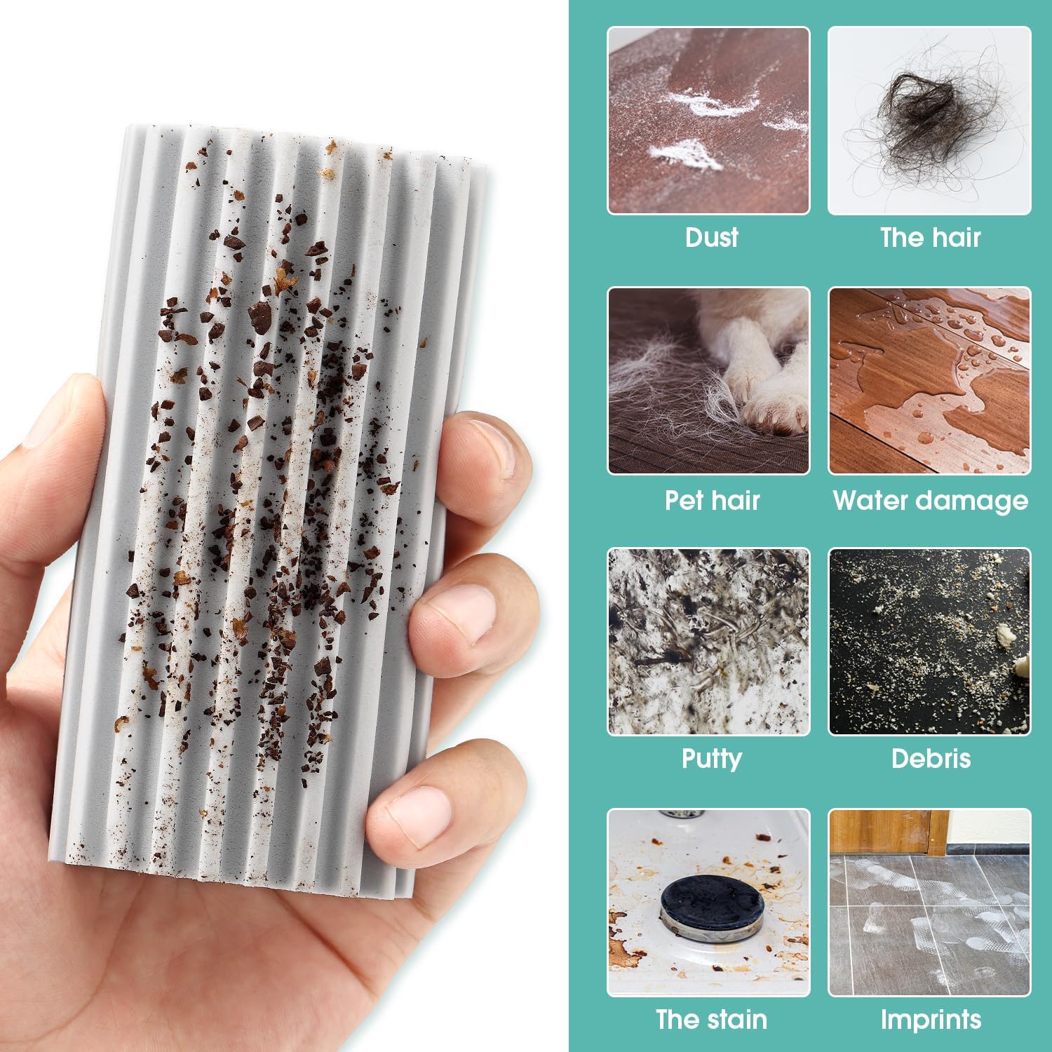 4 Pack Damp Dusting Sponge Duster, Grey Dust Cleaning Sponge, Reusable Household Cleaning Sponge Tool for Blinds, floorboards, Fan Blades, Vents, Glass, Railings, Mirrors ? ? ? ? ? - Image 3