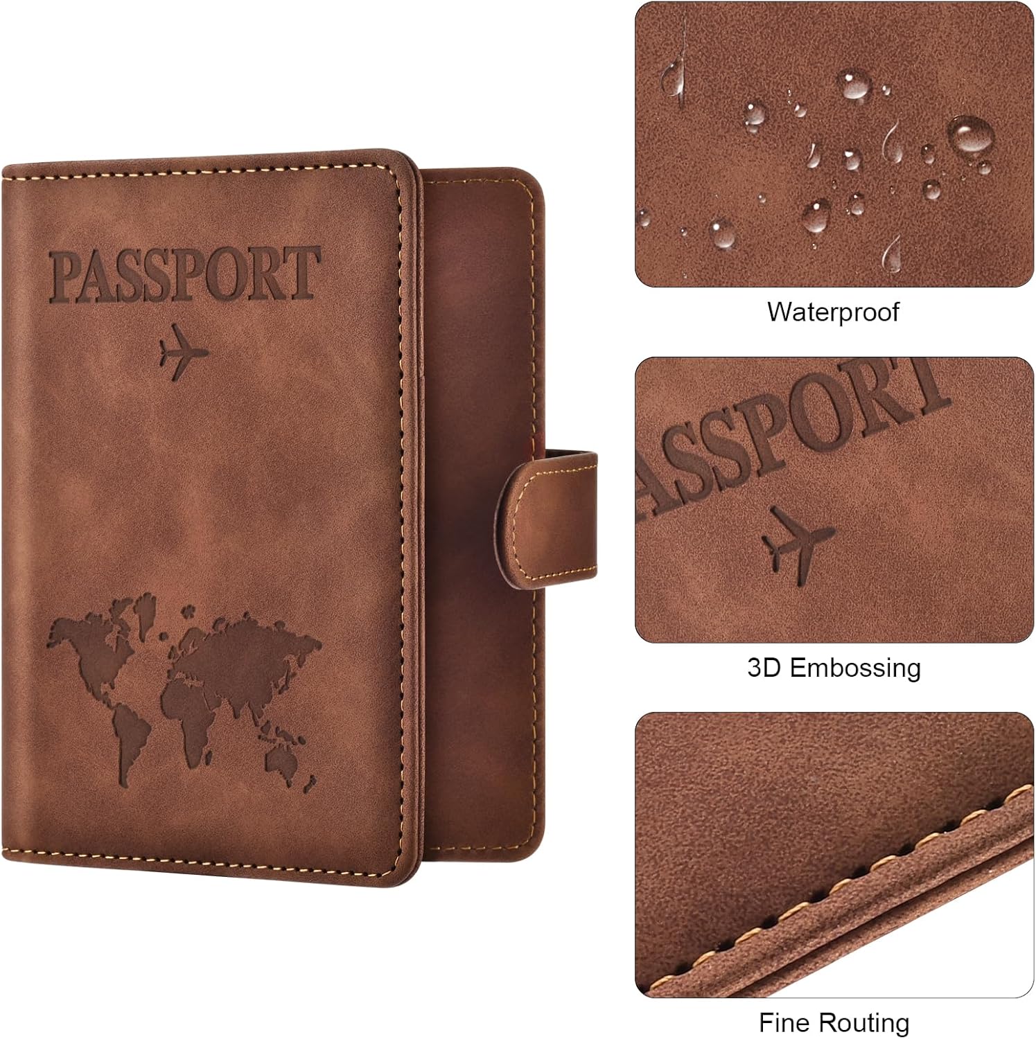 Eoehro Passport Holder for Travel Essentials, Passport Wallet Cover Case for Travel Must Haves Accessories,Passport Book Holders for Women and Men(brown) ? ? ? ? ? - Image 5