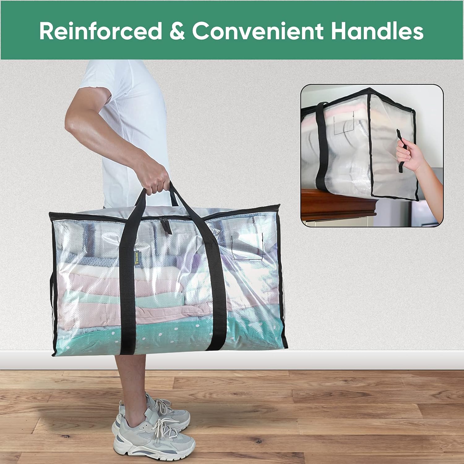 BALEINE 6-Pack Oversized Moving Bags with Reinforced Handles, Heavy-Duty Storage Tote for Clothes, Moving Supplies (Clear, 6-Pack) ? ? ? ? ? - Image 5