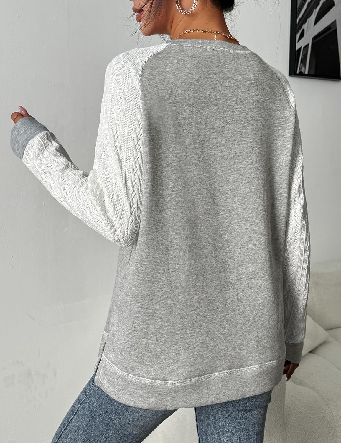 Zeagoo Womens Long Sleeve Shirts Lightweight Cable Knit Sleeve Shirts Trendy Fall Tunic Tops ? - Image 4