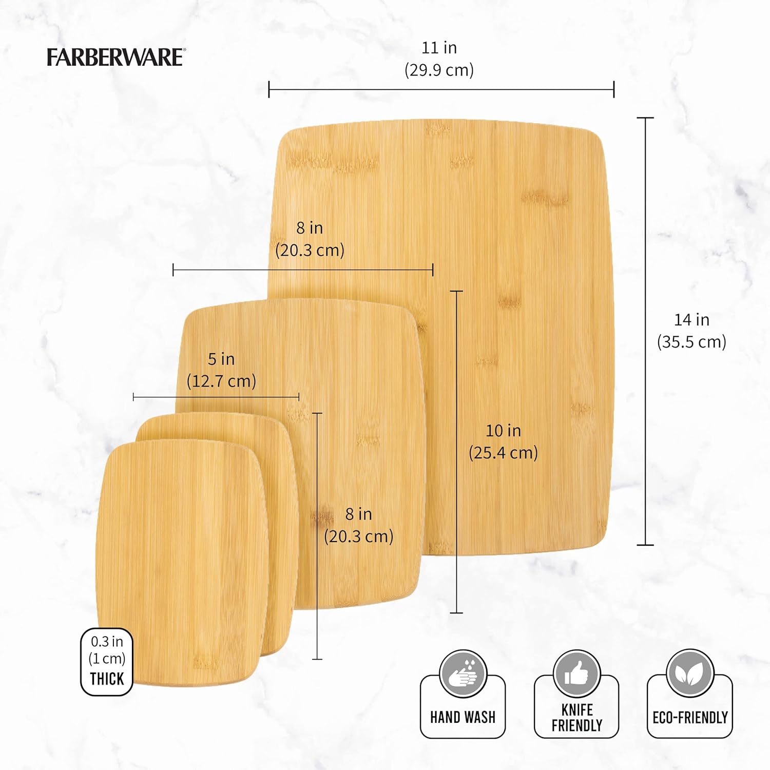 Farberware 4-Piece Reversible Bamboo Cutting And Charcuterie Board Set, Assorted Size - Image 3