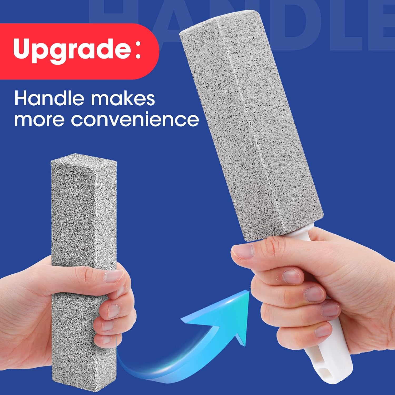AZEN 5 Pack Pumice Stone for Cleaning, Pumie Scouring Stick with Handle, Pumice Stone Toilet Bowl Cleaner, Pumice Stone Hard Water Stain Remover for Toilet, Bathroom, Kitchen Sink, Grill - Image 2