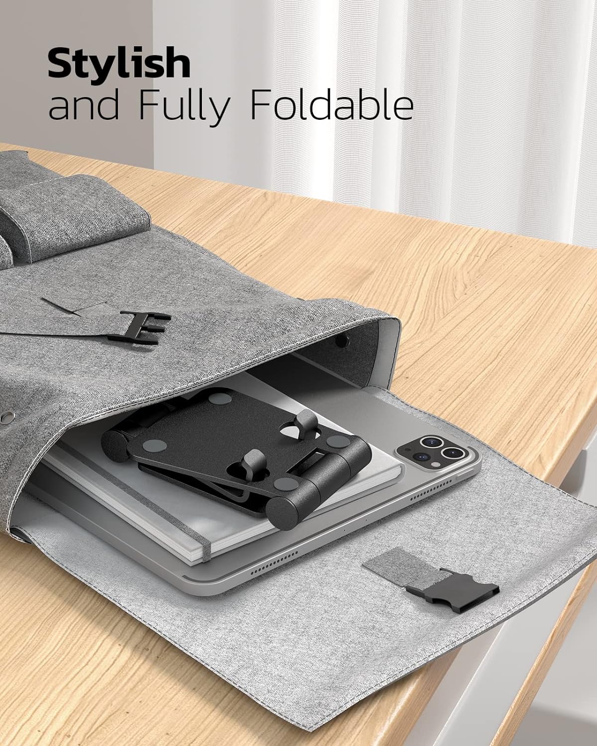 Nulaxy Dual Folding Cell Phone Stand, Fully Adjustable Foldable Desktop Phone Holder Cradle Dock Compatible with Phone 16 15 14 13 12 11 Pro Xs Xs Max Xr X 8, Nintendo Switch, All Phones ? ? ? ? ? - Image 6