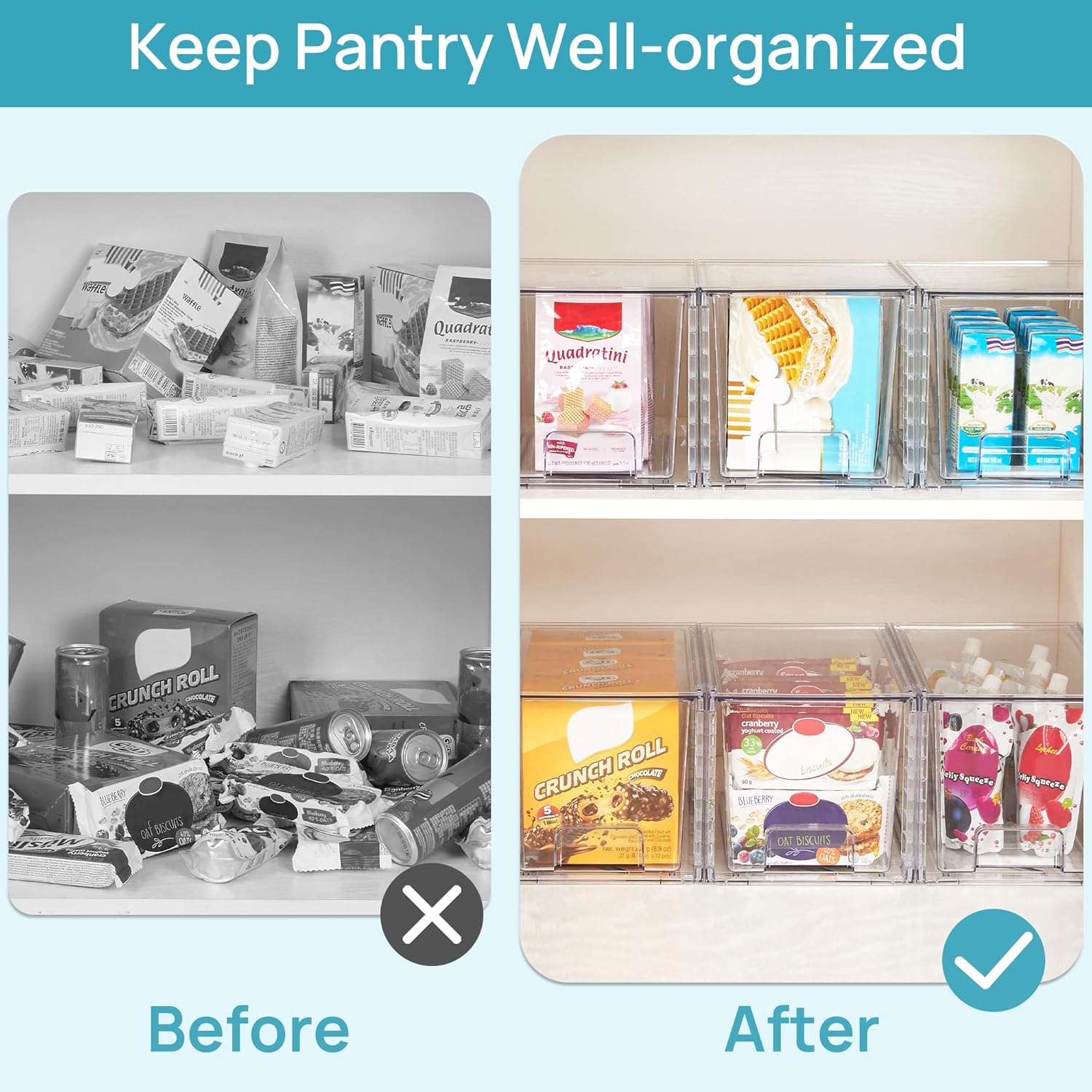Vtopmart 4Pack Large Stackable Kitchen Pantry Storage Drawers, Clear Organizer Bins with Handles, Acrylic Drawer Organizers for Kitchen Pantry, Bathroom Undersink, Cabinet Organization and Storage ? ? ? ? ? - Image 5