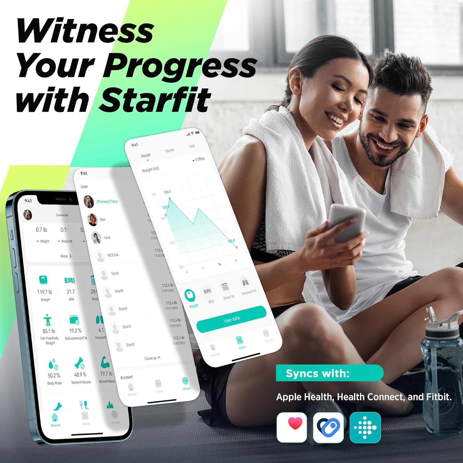 Runstar Smart Scale for Body Weight and Fat Percentage, High Accuracy Digital Bathroom Scale with Large Display for BMI Heart Rate 15 Body Composition Analyzer Sync with Fitness App 400lb ? ? ? ? ? - Image 5