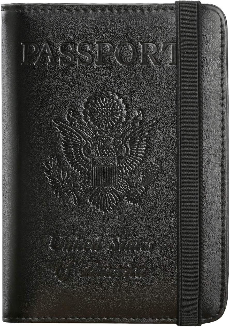 Passport Holder Cover Wallet Travel Essentials RFID Blocking Leather Card Case International Travel Must Haves Travel Accessories for Women Men(101#Black) ? ? ? ? ?